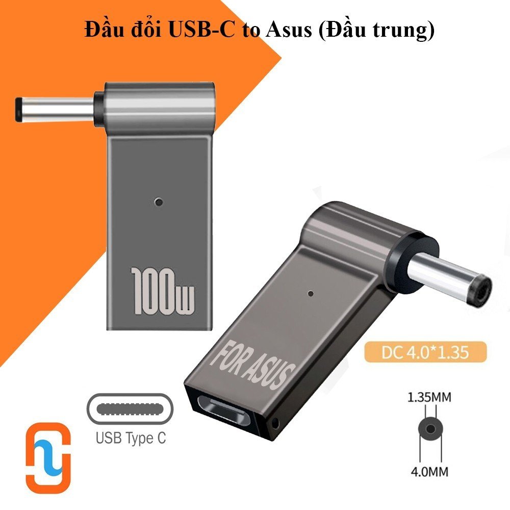 Đầu đổi Nguồn USB C * Asus  (Đầu Trung)