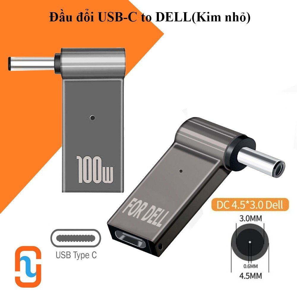Đầu đổi Nguồn USB C * Dell (Đầu kim Nhỏ)