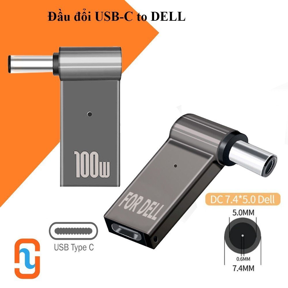 Đầu đổi Nguồn USB C * Dell (Đầu kim)