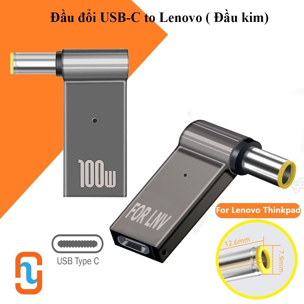 Đầu đổi Nguồn USB C * Lenovo  (Đầu Kim)