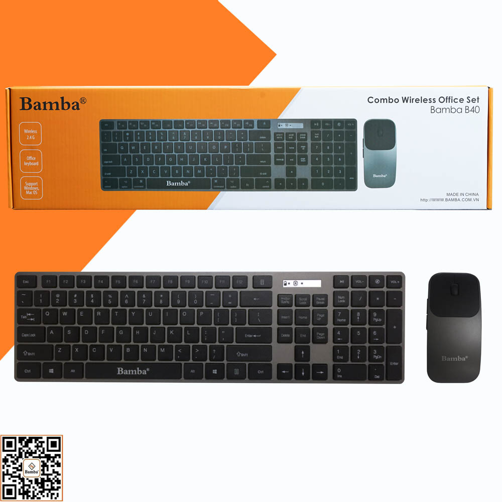 Keyboard+Mouse Bamba B40  (Không Dây)    2Pin 3A+ 1Pin 2A